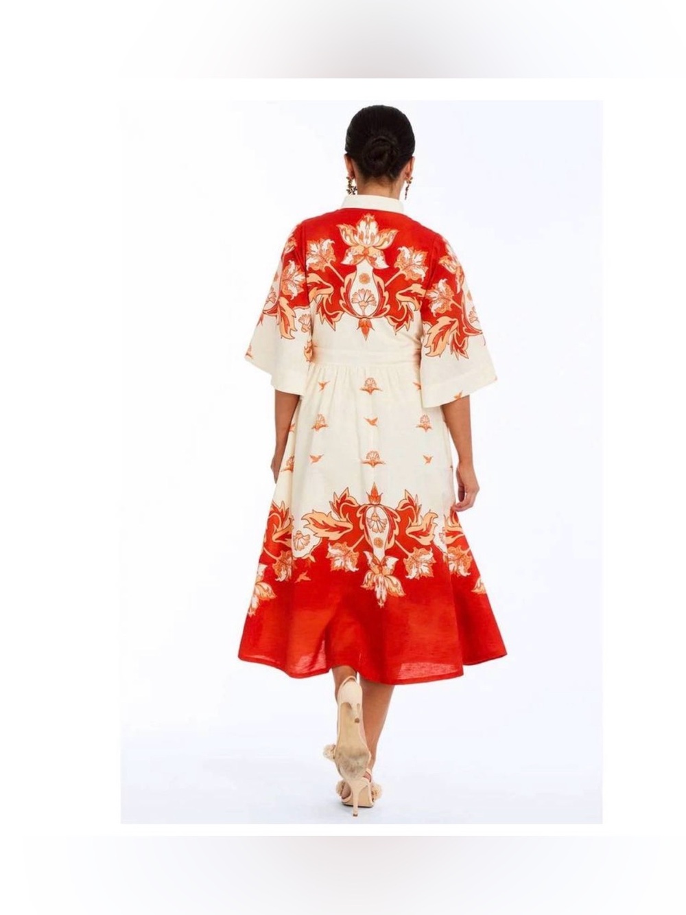 NEW MESTIZA NEW YORK carmen midi dress in sunset ivory 6 - Picture 2 of 5